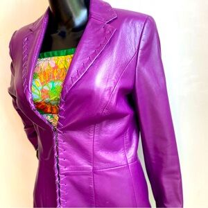 Escada vintage raspberry /purple Lamb leather jacket